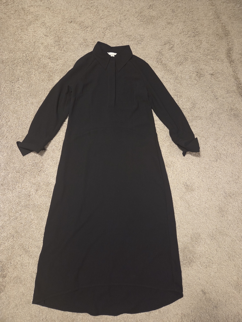 H&M Black Midi Shirt Dress with Collar
